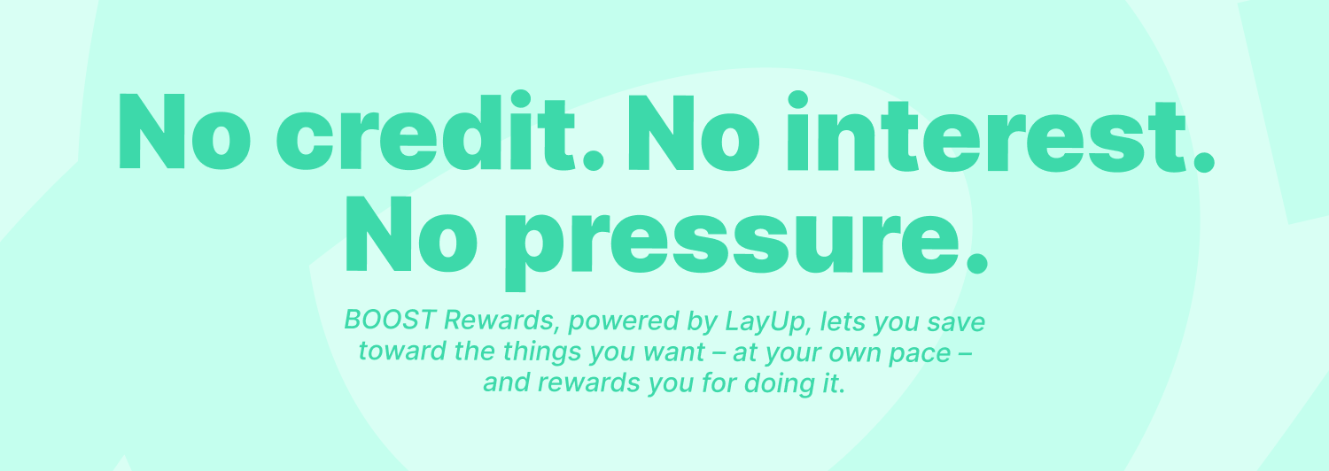 Save Now. Buy Later. AND Get Rewarded with BOOST! Powered by LayUp. 